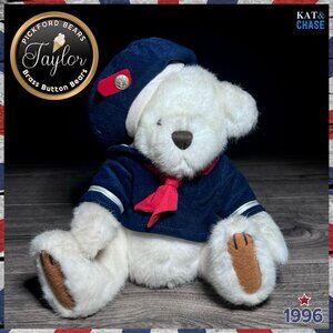 1996 Brass Button Taylor 12" Plush Sailor Teddy Bear Of Happiness Jointed Animal
